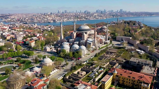 Hagia Sophia Aerial View with Drone from Istanbul.