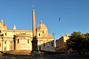 Fototapeta na wymiar View of the Basilica di Santa Maria Maggiore without tourists due to the phase 2 of lockdown