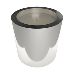 Silver Chrome Glass Soy Wax Candle Isolated Front View