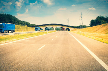 Bridge on a highway, sky