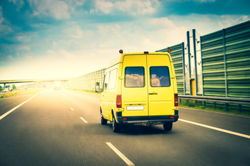 Fototapeta na wymiar Delivery van on a highway