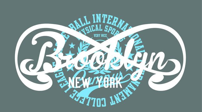New York Brooklyn college print embroidery graphic design vector art
