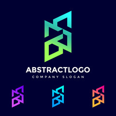 Unique Minimal Style colorful initial Letter BS logo design template elements icon Monogram.