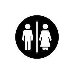 Toilet WC glyph icon design vector. Man, woman toilet symbol design. Editable black stroke.