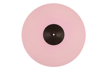 pink vinyl disk on a white background 
