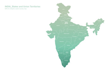 india map vector. a map of India's regional division with its name on it.