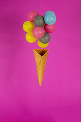 colored balls with cone and ice cream appearance