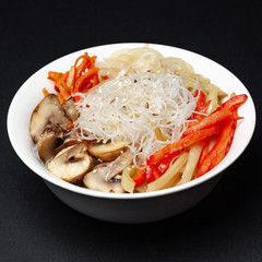 delicious noodles ramen, soba, chyahan, udon, herusame with meat. menu