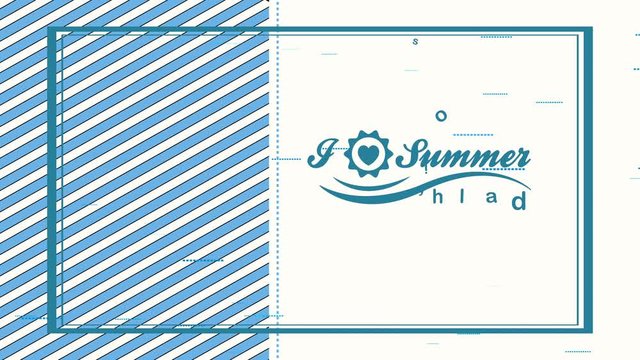 summer holidays written in half part of blanck and striped background with a heart inside a sun frame replacing word love