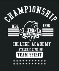 California college eagle print embroidery graphic design vector art