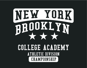 New york college print embroidery graphic design vector art