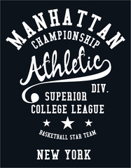 New york college style print embroidery graphic design vector art