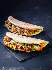 turkish fast food - lamb in pita bread