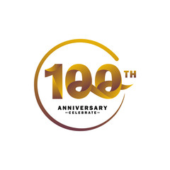 100 Years Anniversary Logo Template with ribbon