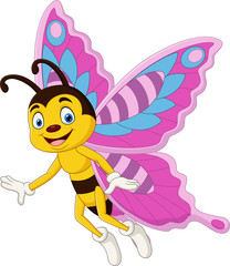 Cartoon happy butterfly isolated on white background