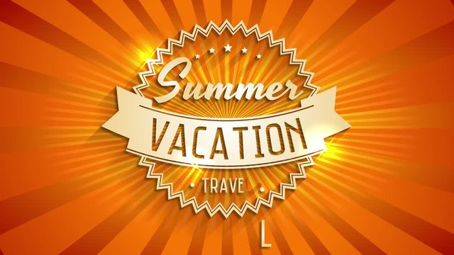 summer vacation travel written with 3d typography on sunshine background made for tourist agency or seasonal trips sale