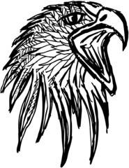 Tattoo tribal Hand drawing winged eagle print embroidery graphic design vector art