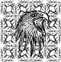 Tattoo tribal Hand drawing winged eagle print embroidery graphic design vector art