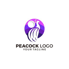 Peacock Logo Design Vector Illustration