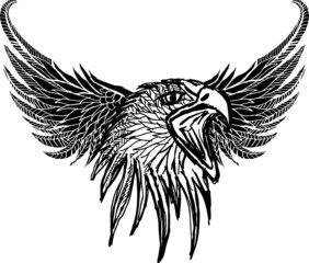 Tattoo tribal Hand drawing winged eagle print embroidery graphic design vector art