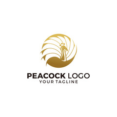 Peacock Logo Design Vector Illustration