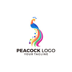 Peacock Logo Design Vector Illustration