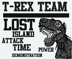Hand drawing dinosaur trex print embroidery graphic design vector art © a1vector