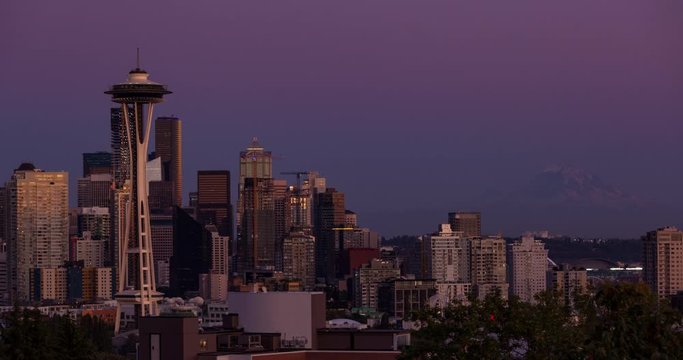Sunset time lapse of Seattle 
