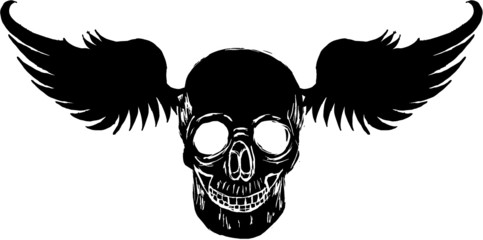 Tattoo tribal Hand drawing winged skull print embroidery graphic design vector art