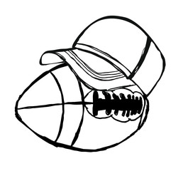 American football ball and hat graphic design vector art