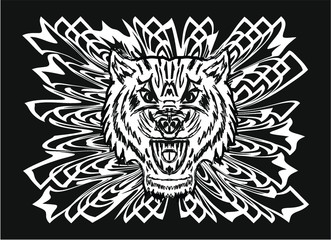 tattoo tribal tiger print embroidery graphic design vector art