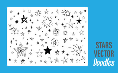 Star doodles set. Hand drawn stars. Vector collection