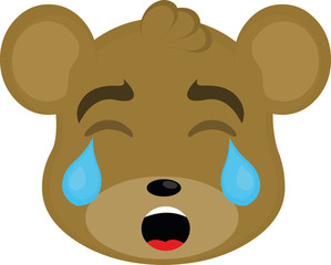 Vector illustration of a bear face crying cartoon