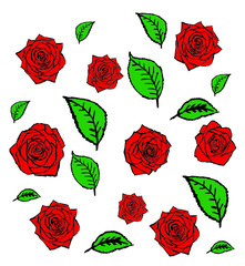 Hand drawing rose print embroidery graphic design vector art
