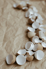 Fototapeta na wymiar Eggshell on beige background, eggs isolated