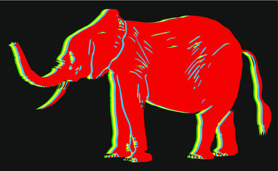 Asian elephants print embroidery graphic design vector art