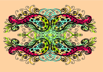 Colorful Hand drawing pattern print embroidery graphic design vector art