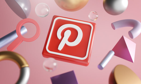 Pinterest Logo Around 3D Rendering Abstract Shape Background