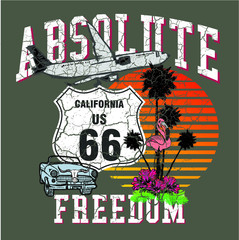 Absolute freedom print embroidery graphic design vector art