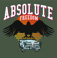 Absolute freedom print embroidery graphic design vector art