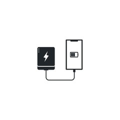 conected powerbank to gadget vector icon illustration