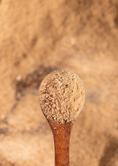 Lepidium meyenii - Organic maca powder. Text space