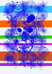 Tattoo tribal skull print graphic design vector art