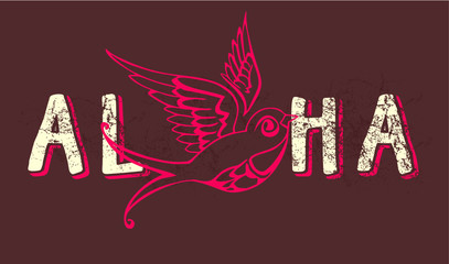 Aloha print embroidery graphic design vector art © a1vector