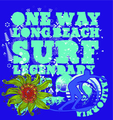 Surfer print and embroidery graphic design vector art
