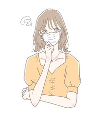 マスクをして悩む女性