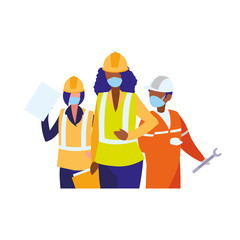 Industrial workers working with face mask