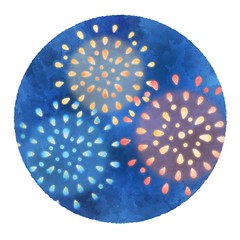 夏　花火の水彩風イラスト　アイコン