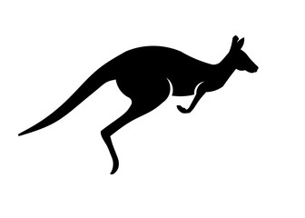 Kangaroo in jump graphic icon. Kangaroo black sign isolated on white background. Symbol of Australia. Vector illustration