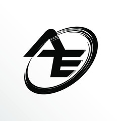 Initial Letter AE Brush Effect Logo Design